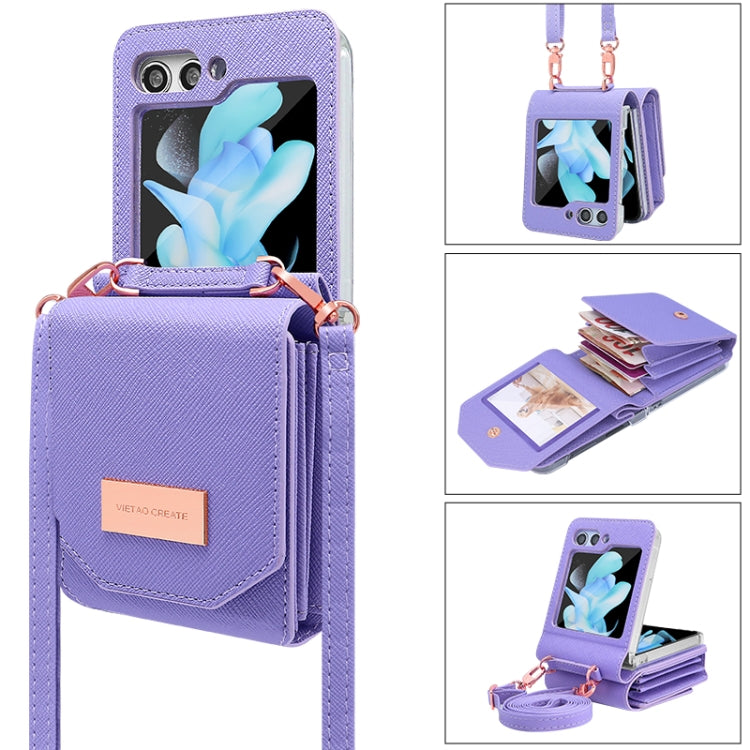 For Samsung Galaxy Z Flip6 / Flip7 FE VIETAO Portable Organ Style Wallet PU Phone Case(Purple)