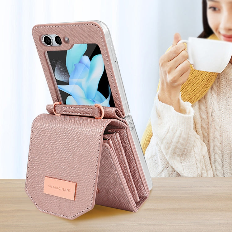 For Samsung Galaxy Z Flip5 VIETAO Portable Organ Style Wallet PU Phone Case(Purple)