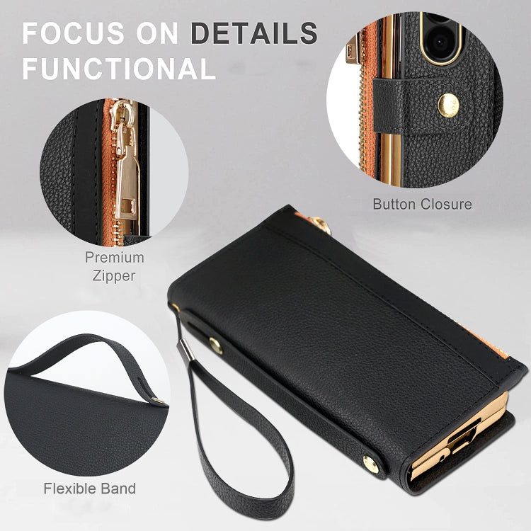 For Samsung Galaxy Z Fold6 VIETAO RFID Wallet Leather Phone Case with Wrist Strap(Brown)