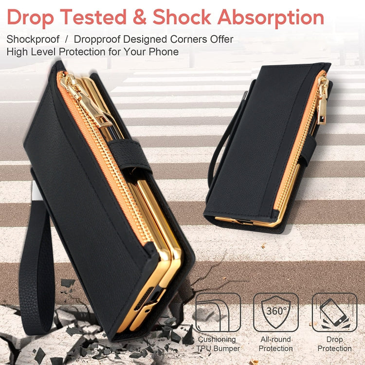 For Samsung Galaxy Z Fold6 VIETAO RFID Wallet Leather Phone Case with Wrist Strap(Brown)