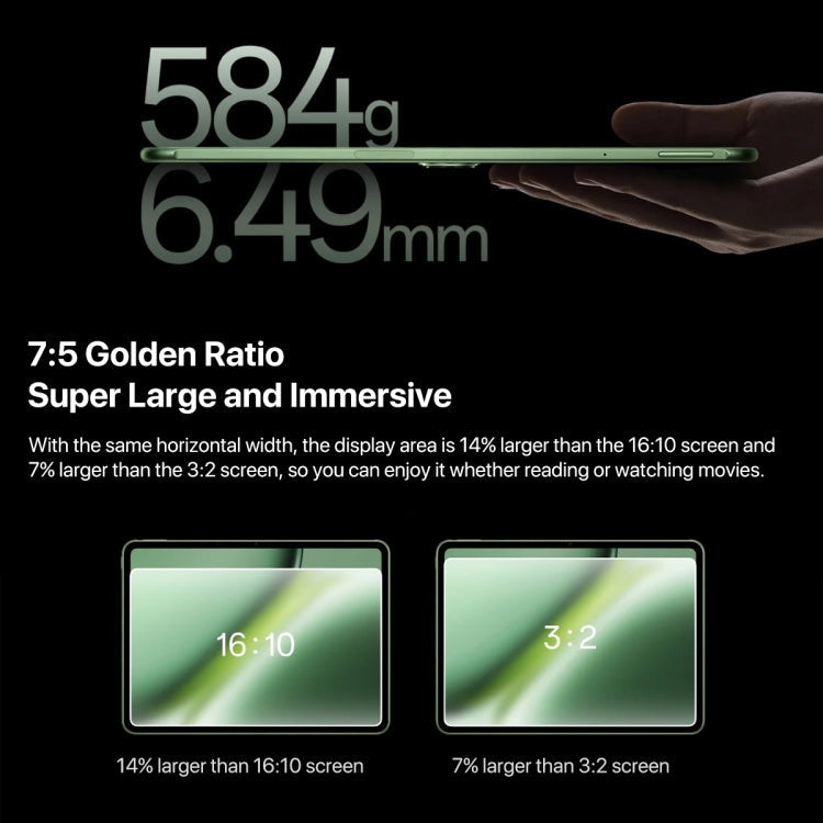 OnePlus Pad Pro 12.1 inch Tablet PC, 16GB+512GB, ColorOS 14.1 Qualcomm Snapdragon 8 Gen3 Octa Core(Green)
