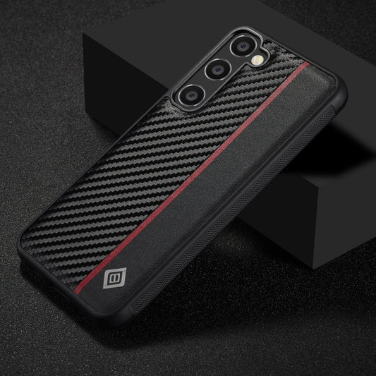 For Samsung Galaxy S25 5G LC.IMEEKE 3 in 1 Carbon Fiber Texture Shockproof Phone Case(Black)