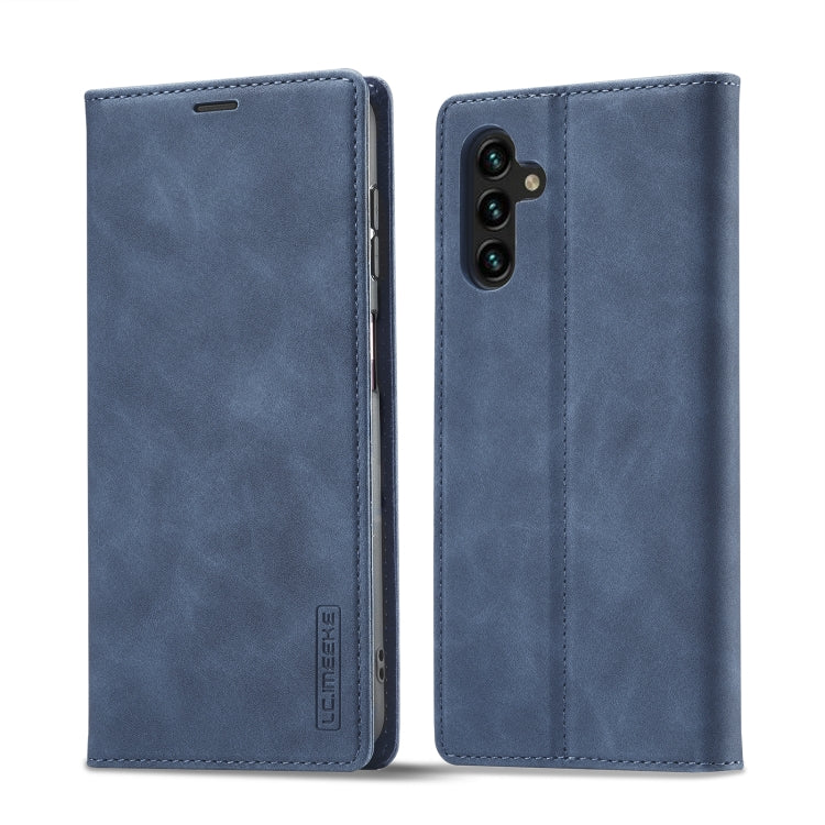 For Samsung Galaxy S24 FE 5G LC.IMEEKE Strong Magnetism Microfiber Leather Phone Case(Blue)