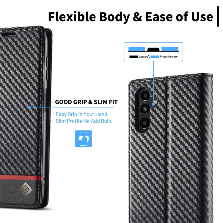 For Samsung Galaxy S24 FE 5G LC.IMEEKE Carbon Fiber Leather Phone Case(Horizontal Black)