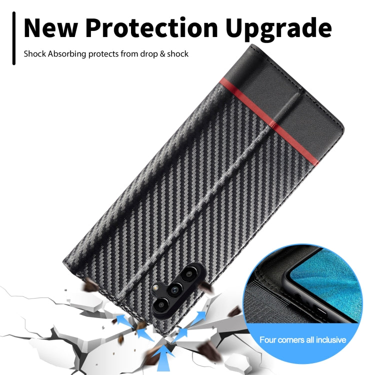 For Samsung Galaxy S24 FE 5G LC.IMEEKE Carbon Fiber Leather Phone Case(Horizontal Black)
