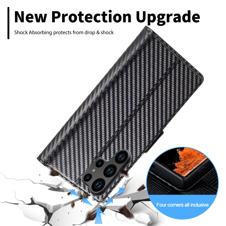 For Samsung Galaxy S25 Ultra 5G LC.IMEEKE Carbon Fiber Leather Phone Case(Vertical Black)