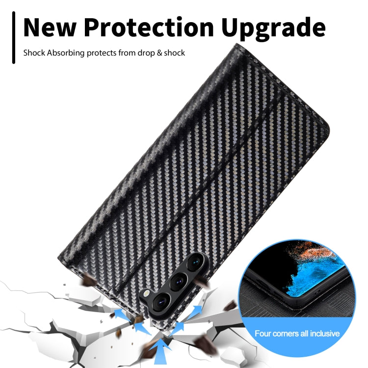 For Samsung Galaxy S25+ 5G LC.IMEEKE Carbon Fiber Leather Phone Case(Vertical Black)