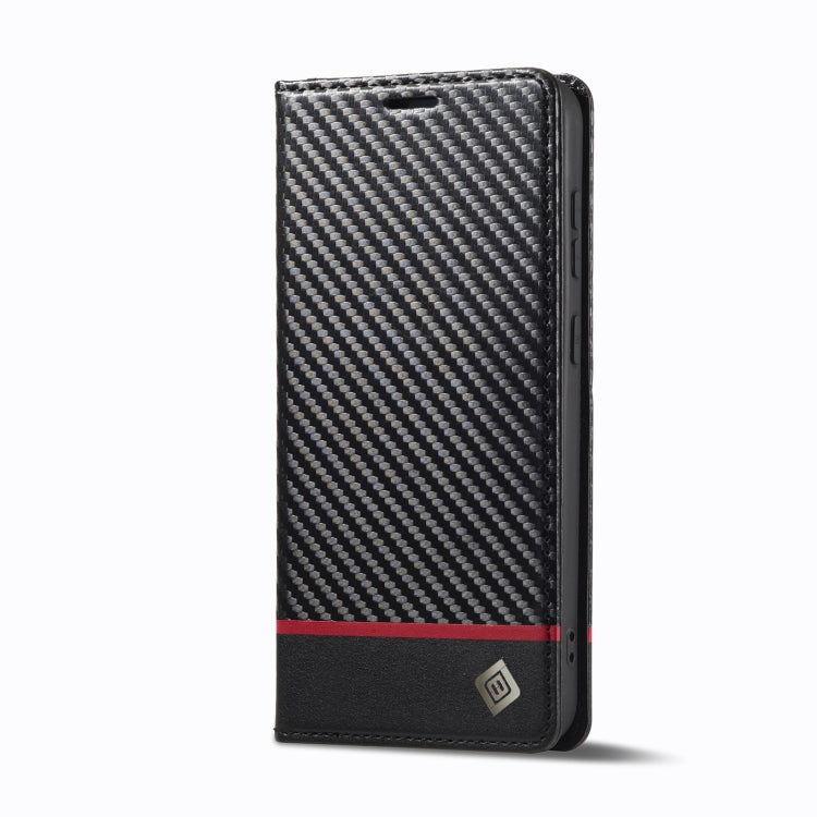 For Samsung Galaxy S25+ 5G LC.IMEEKE Carbon Fiber Leather Phone Case(Horizontal Black)