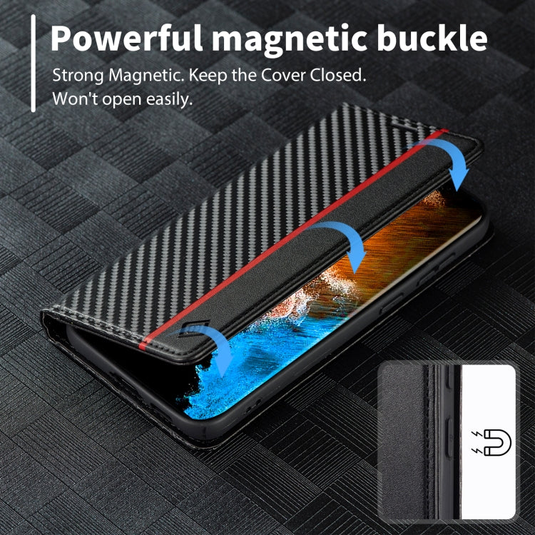 For Samsung Galaxy S25 5G LC.IMEEKE Carbon Fiber Leather Phone Case(Vertical Black)