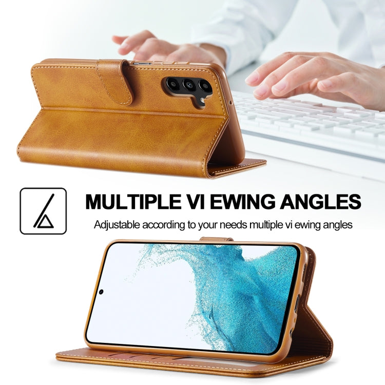 For Samsung Galaxy S24 FE 5G LC.IMEEKE Calf Texture Leather Phone Case(Brown)