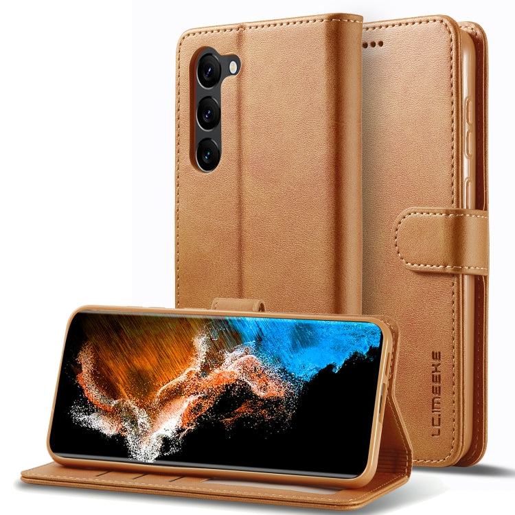 For Samsung Galaxy S25 5G LC.IMEEKE Calf Texture Leather Phone Case(Brown)