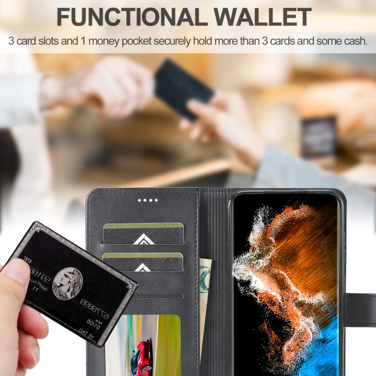 For Samsung Galaxy S25+ 5G LC.IMEEKE Calf Texture Leather Phone Case(Black)