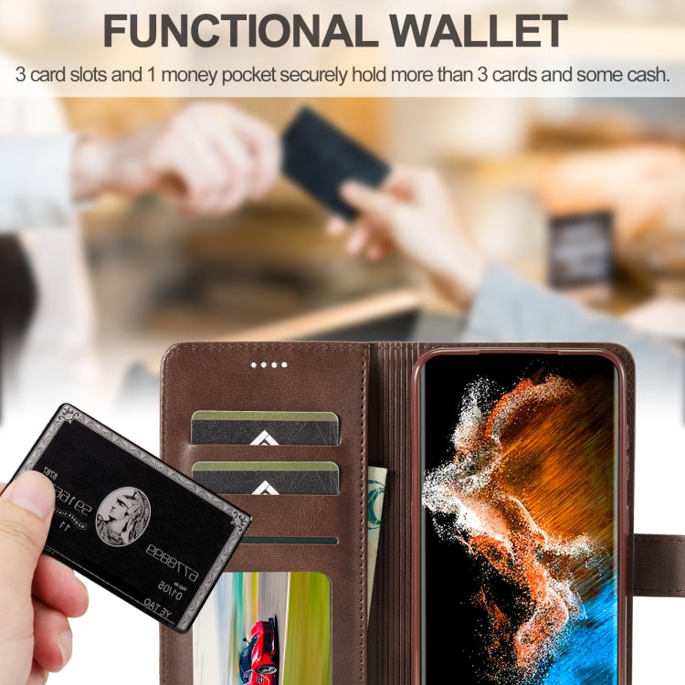For Samsung Galaxy S25+ 5G LC.IMEEKE Calf Texture Leather Phone Case(Coffee)