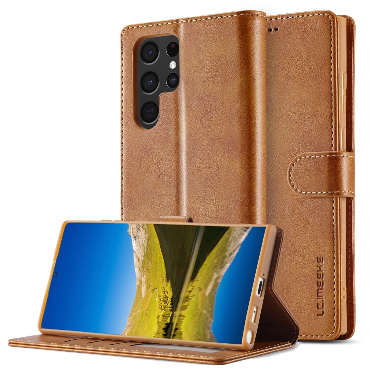 For Samsung Galaxy S25 Ultra 5G LC.IMEEKE Calf Texture Leather Phone Case(Brown)