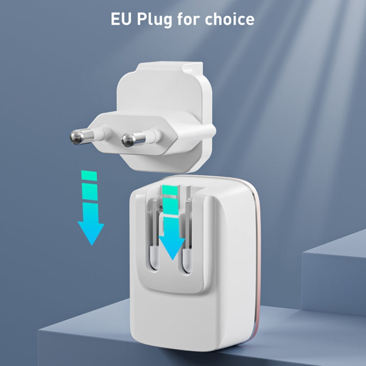 LDNIO A1204Q QC3.0 18W USB Fast Charger with 1m USB to 8 Pin Cable, Plug Type:EU Plug(White Gold)