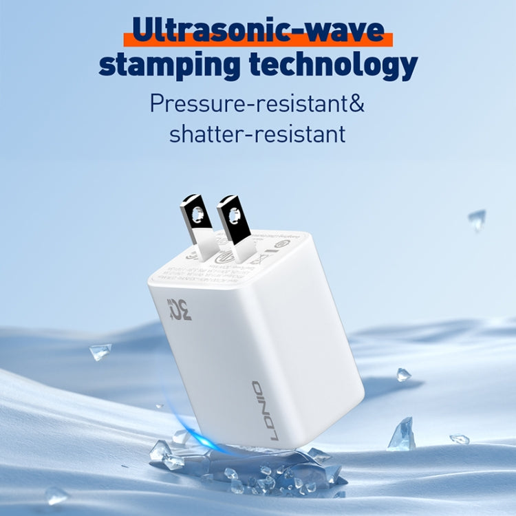 LDNIO A1508C PD30W USB-C / Type-C Fast Charger with 1m 8 Pin Cable(White)