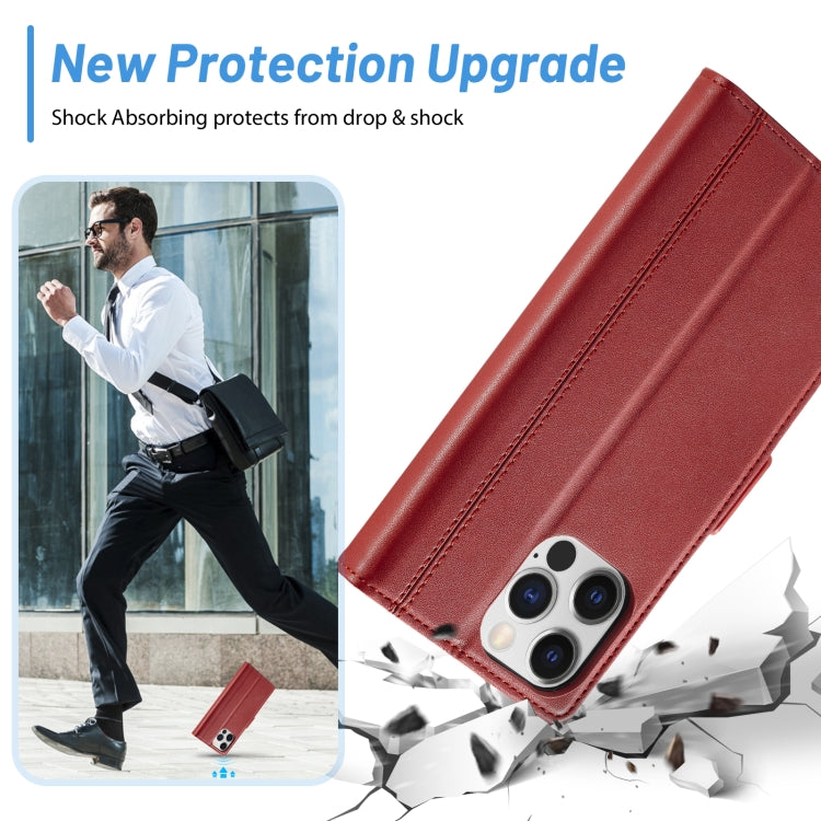 For iPhone 16 Pro Max LC.IMEEKE Skin-friendly Card Slots Leather Phone Case(Red)
