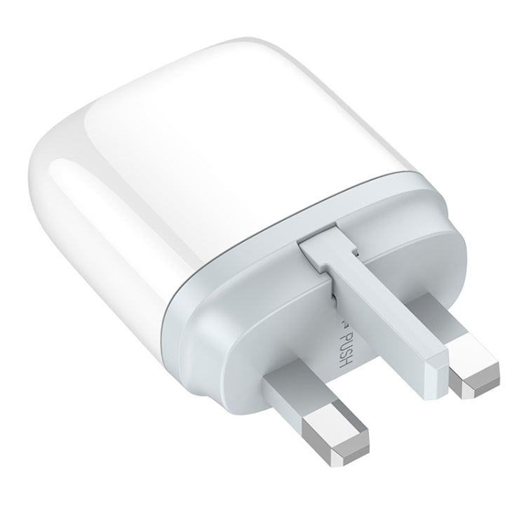 LDNIO Q229 QC3.0 / PD20W USB + Type-C Fast Charger with 1m Type-C to Type-C Cable, Plug Type:UK Plug(White)