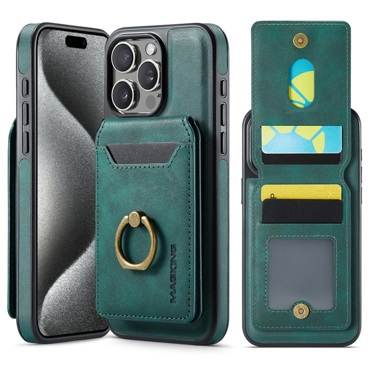 For iPhone 15 Pro MAGKING K1 MagSafe Detachable Wallet RFID Back Cover Phone Case(Green)