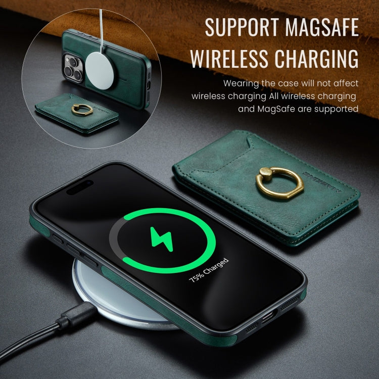 For iPhone 15 MAGKING K1 MagSafe Detachable Wallet RFID Back Cover Phone Case(Green)