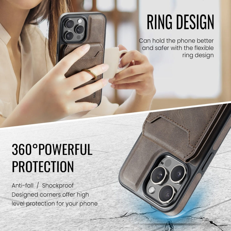 For iPhone 14 Plus MAGKING K1 MagSafe Detachable Wallet RFID Back Cover Phone Case(Coffee)