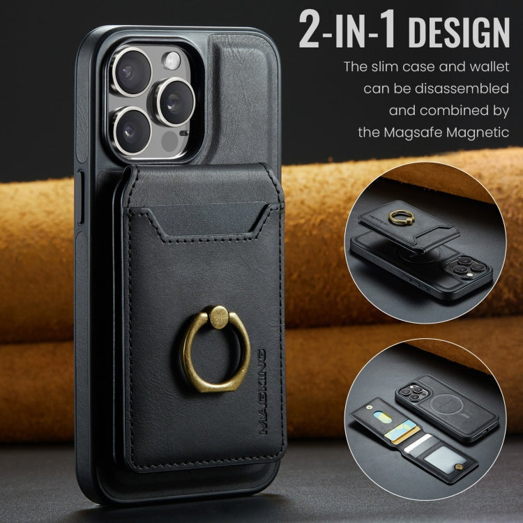 For iPhone 14 MAGKING K1 MagSafe Detachable Wallet RFID Back Cover Phone Case(Black)