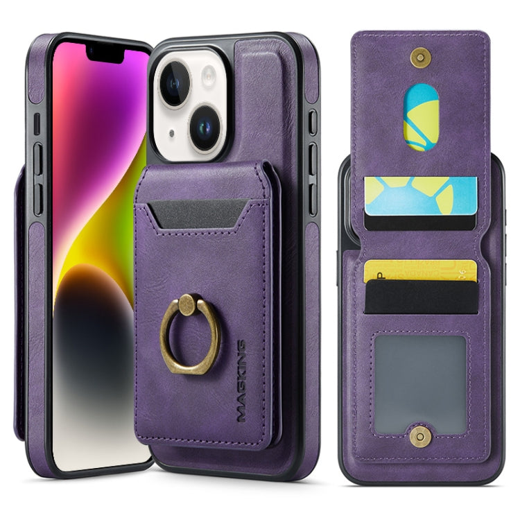For iPhone 14 MAGKING K1 MagSafe Detachable Wallet RFID Back Cover Phone Case(Purple)