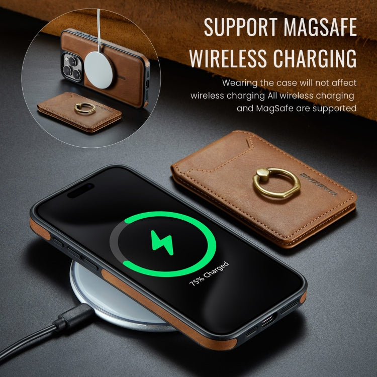 For iPhone 14 MAGKING K1 MagSafe Detachable Wallet RFID Back Cover Phone Case(Brown)