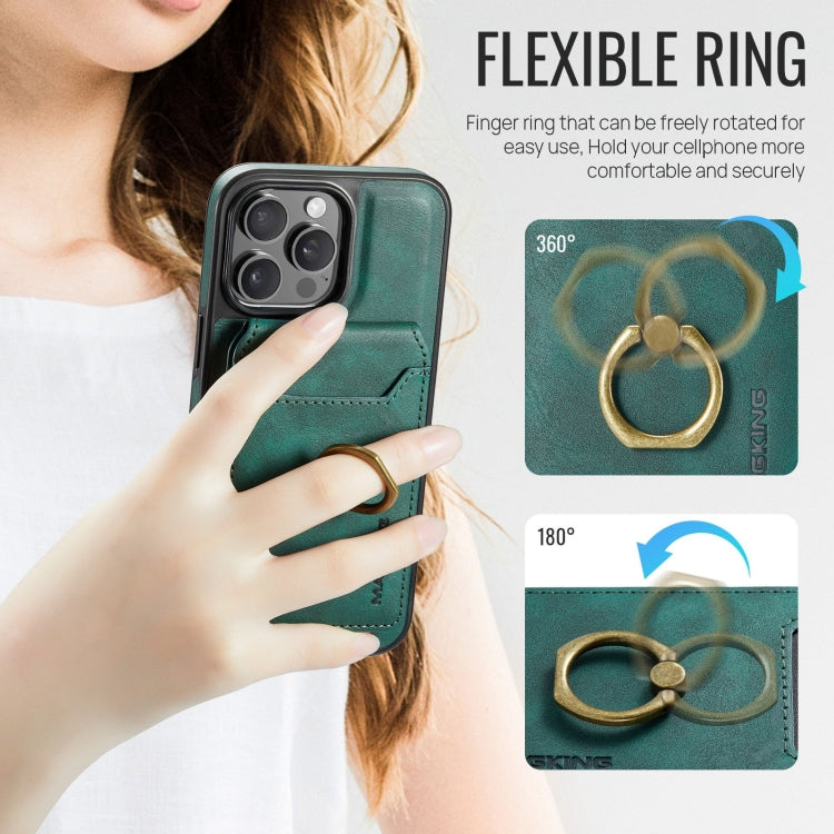 For iPhone 14 MAGKING K1 MagSafe Detachable Wallet RFID Back Cover Phone Case(Green)