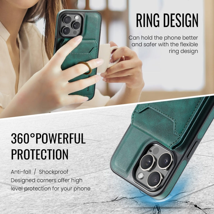 For iPhone 14 Pro MAGKING K1 MagSafe Detachable Wallet RFID Back Cover Phone Case(Green)