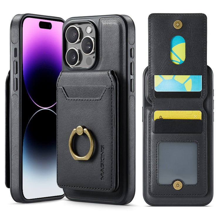 For iPhone 14 Pro Max MAGKING K1 MagSafe Detachable Wallet RFID Back Cover Phone Case(Black)