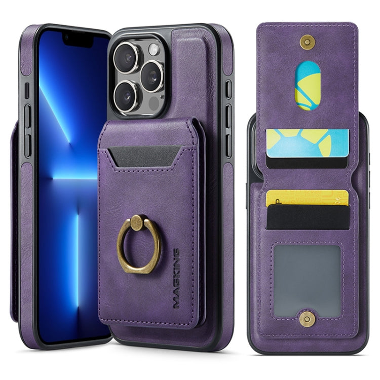 For iPhone 13 Pro Max MAGKING K1 MagSafe Detachable Wallet RFID Back Cover Phone Case(Purple)