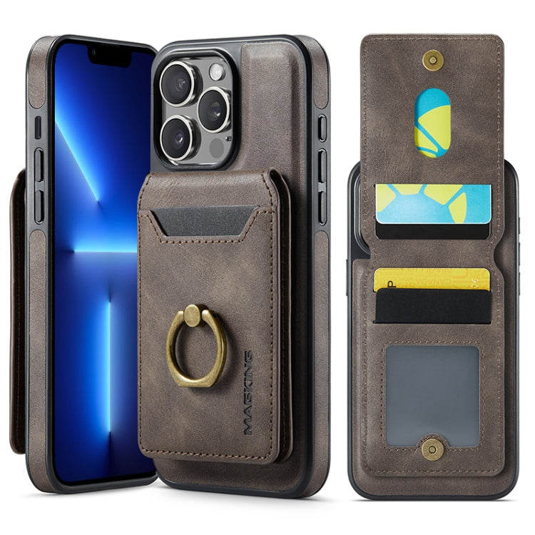 For iPhone 13 Pro MAGKING K1 MagSafe Detachable Wallet RFID Back Cover Phone Case(Coffee)