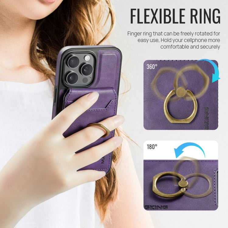 For iPhone 13 Pro MAGKING K1 MagSafe Detachable Wallet RFID Back Cover Phone Case(Purple)