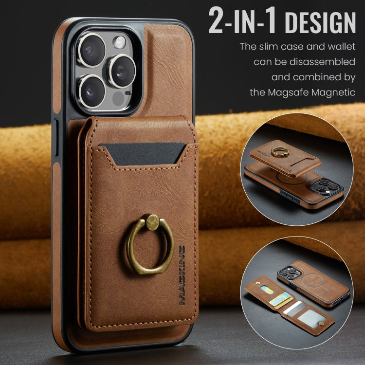 For iPhone 13 Pro MAGKING K1 MagSafe Detachable Wallet RFID Back Cover Phone Case(Brown)