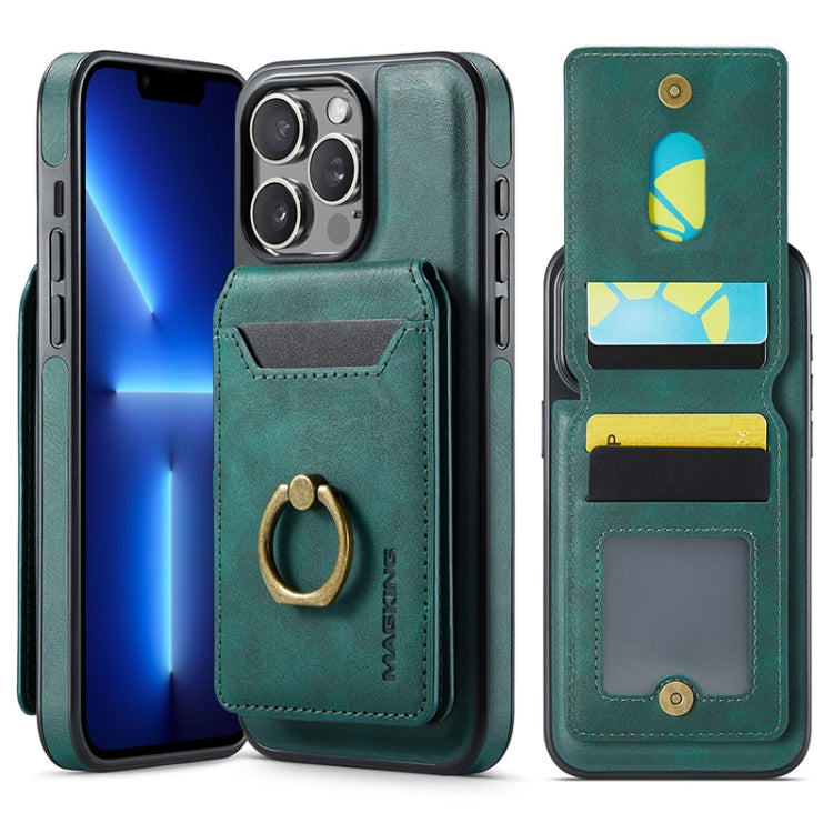 For iPhone 13 Pro MAGKING K1 MagSafe Detachable Wallet RFID Back Cover Phone Case(Green)