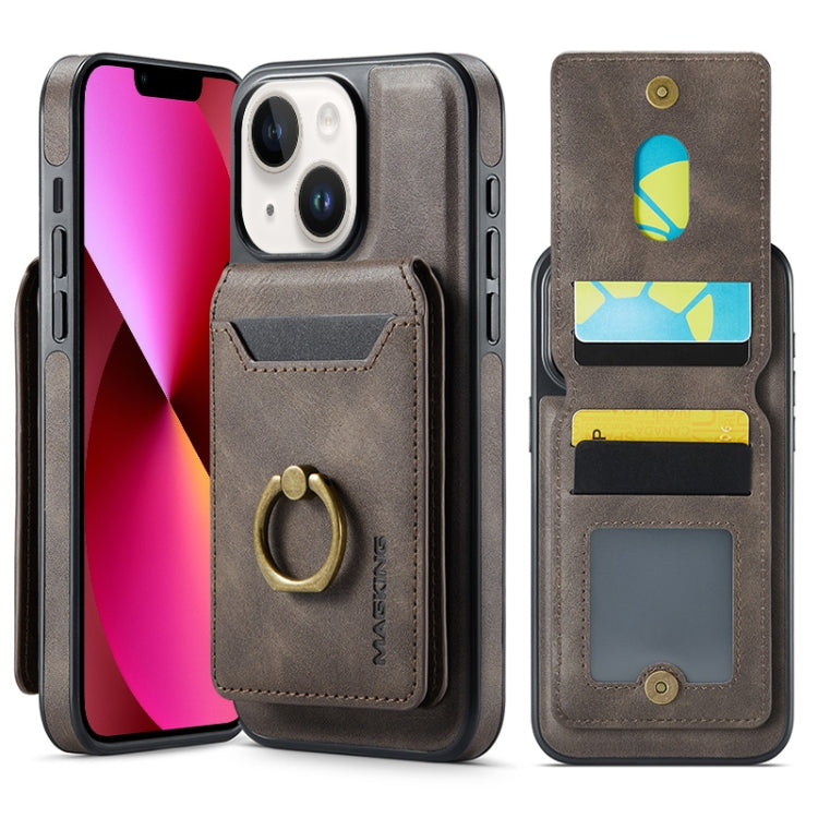 For iPhone 13 MAGKING K1 MagSafe Detachable Wallet RFID Back Cover Phone Case(Coffee)
