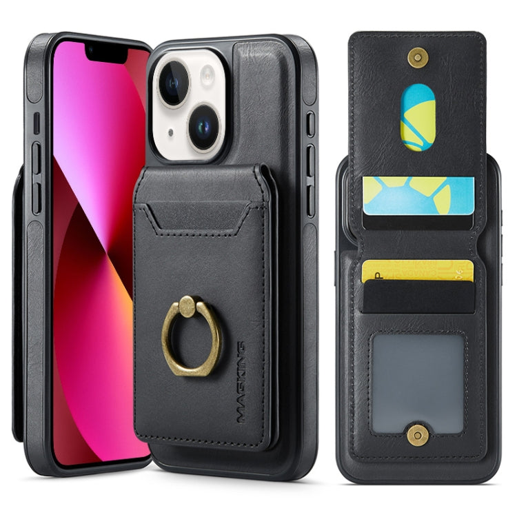 For iPhone 13 MAGKING K1 MagSafe Detachable Wallet RFID Back Cover Phone Case(Black)
