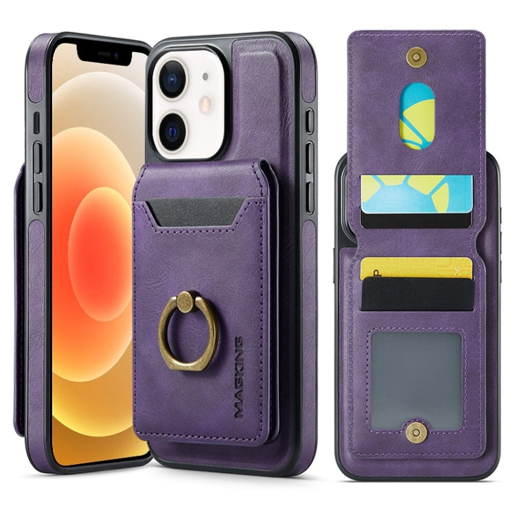 For iPhone 12 MAGKING K1 MagSafe Detachable Wallet RFID Back Cover Phone Case(Purple)