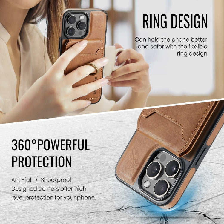 For iPhone 12 Pro Max MAGKING K1 MagSafe Detachable Wallet RFID Back Cover Phone Case(Brown)