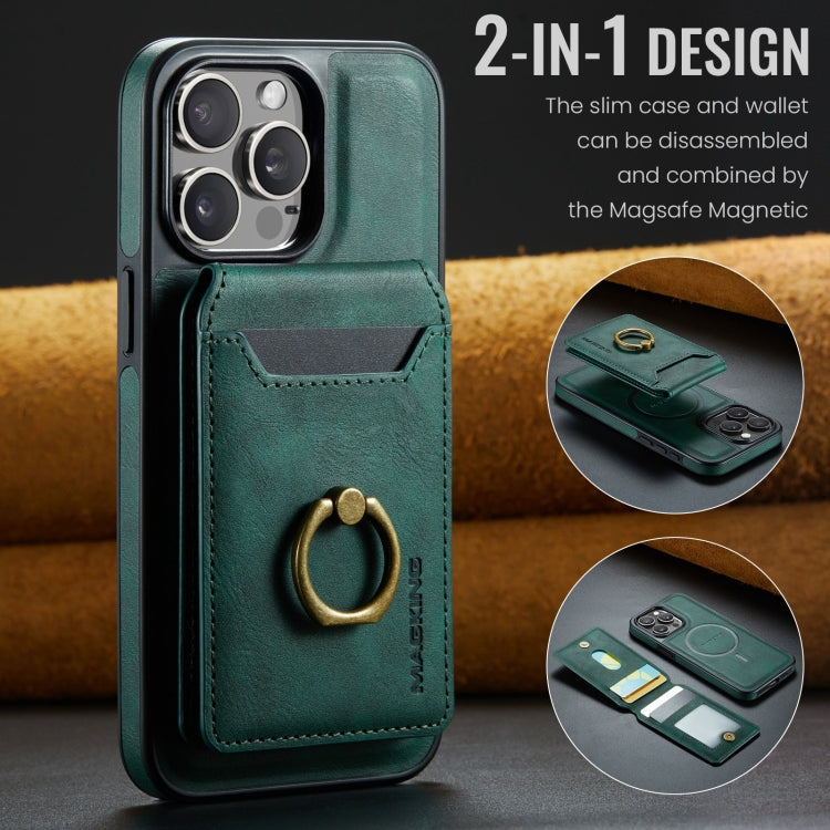 For iPhone 12 Pro Max MAGKING K1 MagSafe Detachable Wallet RFID Back Cover Phone Case(Green)