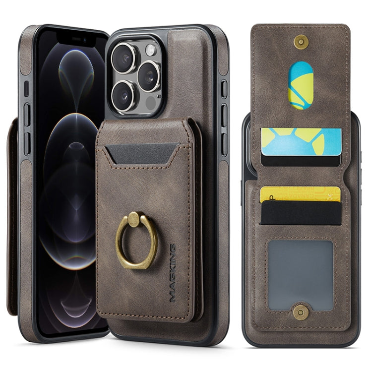 For iPhone 12 Pro MAGKING K1 MagSafe Detachable Wallet RFID Back Cover Phone Case(Coffee)