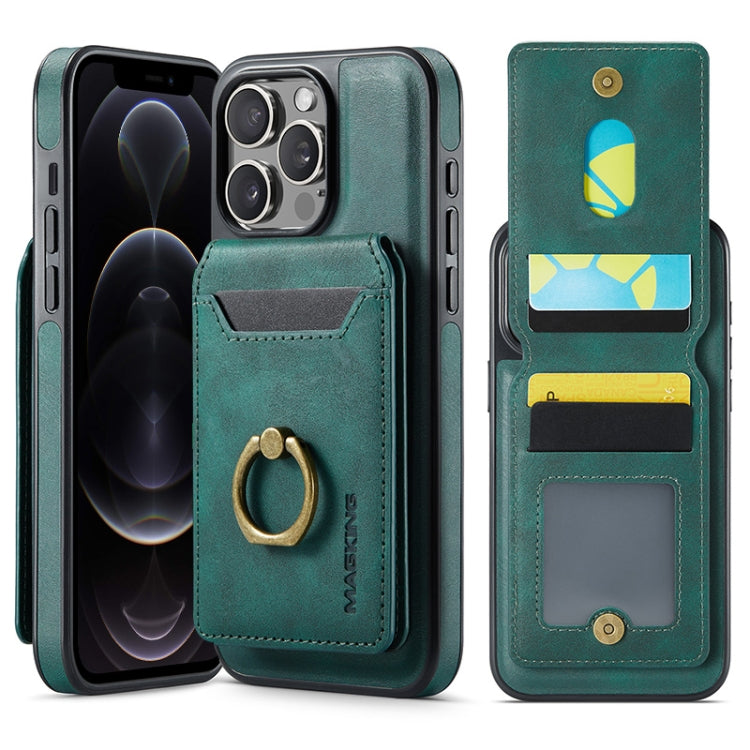 For iPhone 12 Pro MAGKING K1 MagSafe Detachable Wallet RFID Back Cover Phone Case(Green)