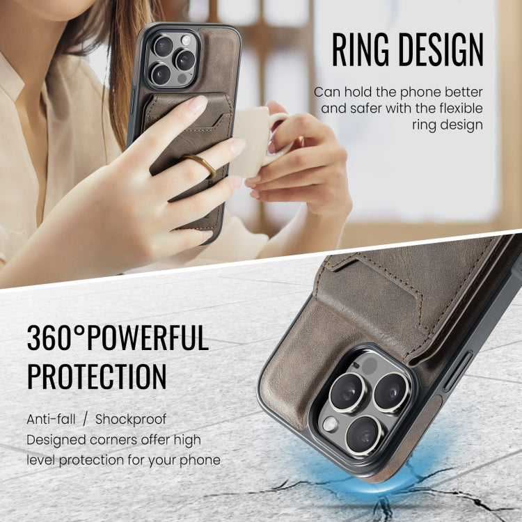 For iPhone 16 Pro Max MAGKING K1 MagSafe Detachable Wallet RFID Back Cover Phone Case(Coffee)