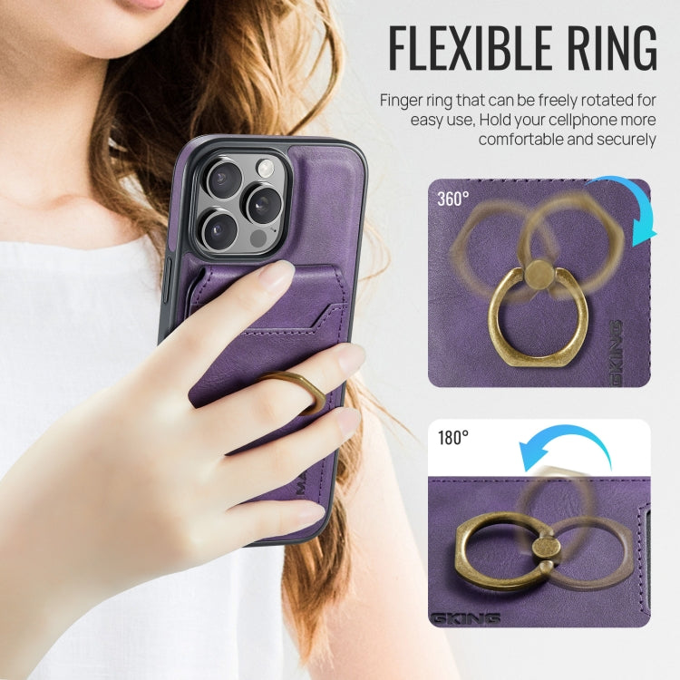 For iPhone 16 Pro Max MAGKING K1 MagSafe Detachable Wallet RFID Back Cover Phone Case(Purple)