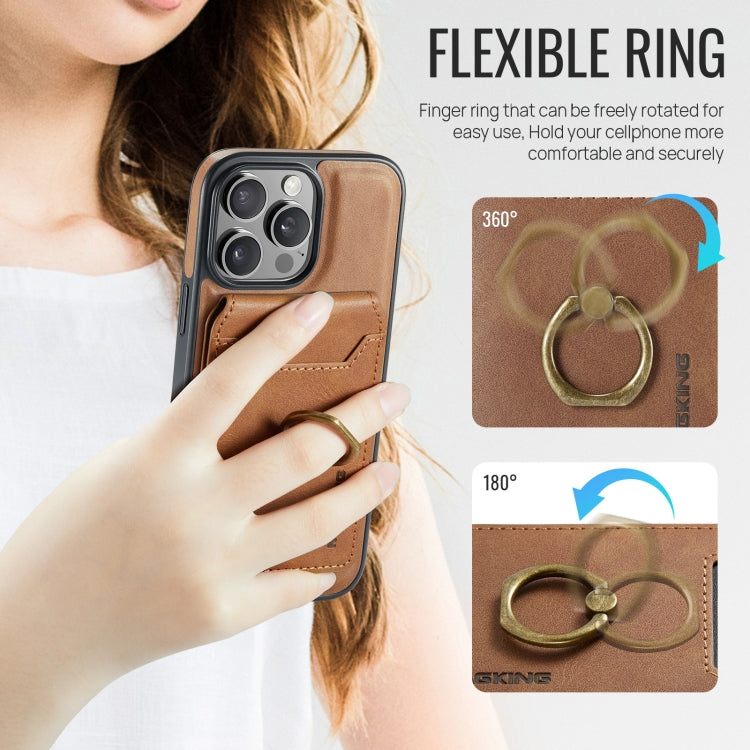 For iPhone 16 Pro Max MAGKING K1 MagSafe Detachable Wallet RFID Back Cover Phone Case(Brown)
