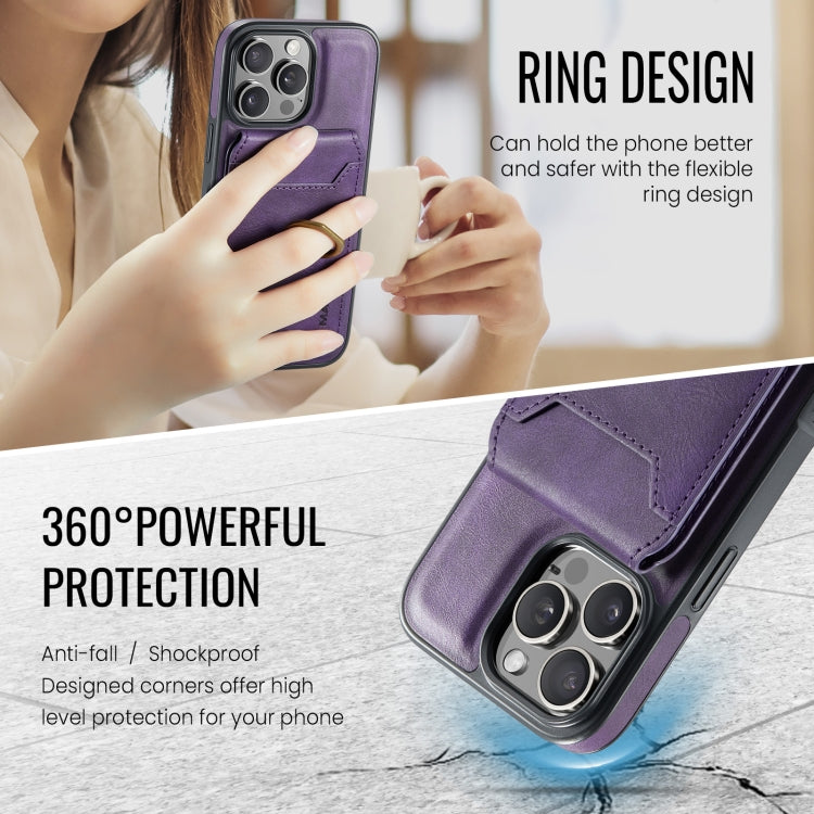 For iPhone 16 Pro MAGKING K1 MagSafe Detachable Wallet RFID Back Cover Phone Case(Purple)