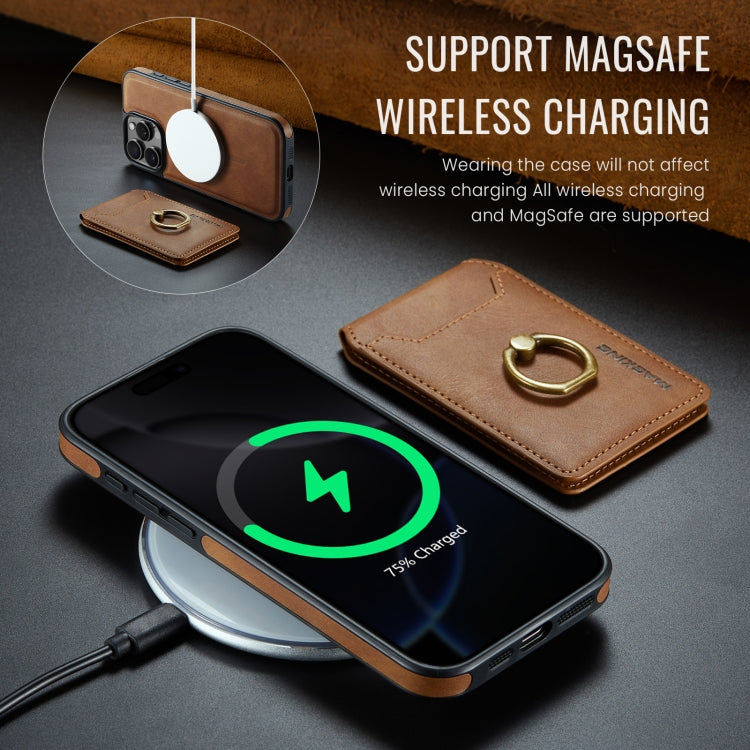 For iPhone 16 Pro MAGKING K1 MagSafe Detachable Wallet RFID Back Cover Phone Case(Brown)
