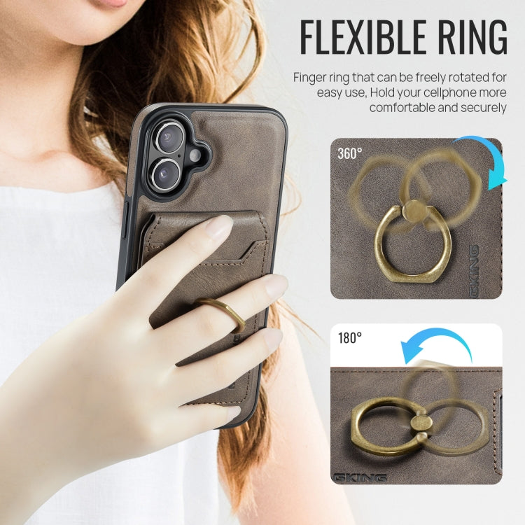 For iPhone 16 MAGKING K1 MagSafe Detachable Wallet RFID Back Cover Phone Case(Coffee)