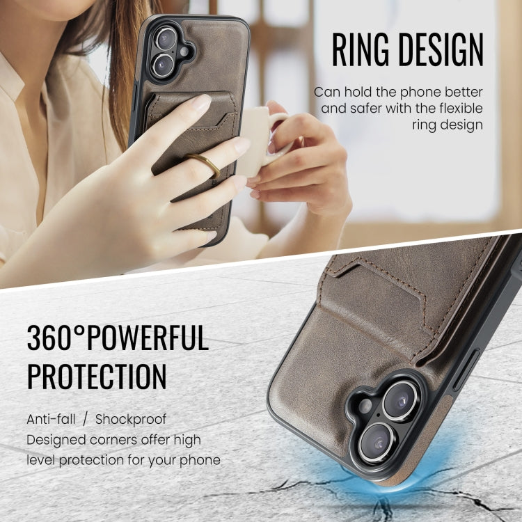 For iPhone 16 MAGKING K1 MagSafe Detachable Wallet RFID Back Cover Phone Case(Coffee)
